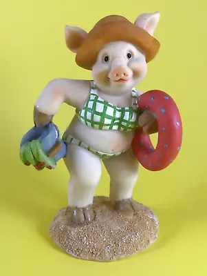 Vintage Beach Vacation Girl Pig In Bikini Piggy Collectible Figure Figurine • $14.88