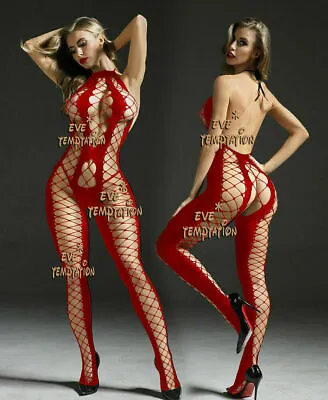 Women Lingerie Body Stocking Crotchless Sexy Underwear Fishnet Bodysuit Babydoll • £10.79