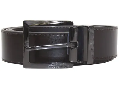 Versace Collection Men's Belt Genuine Leather Square Pin Buckle Brown • $109.95