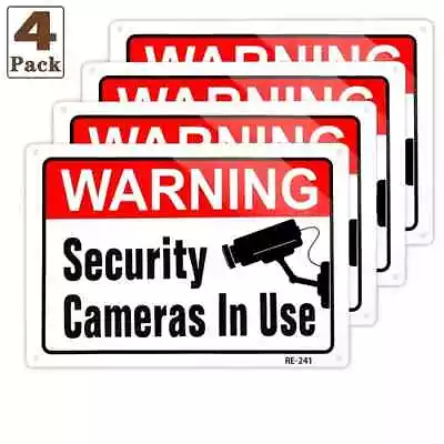 Four Pack - Warning Security Cameras In Use Aluminum Signs • $9.95