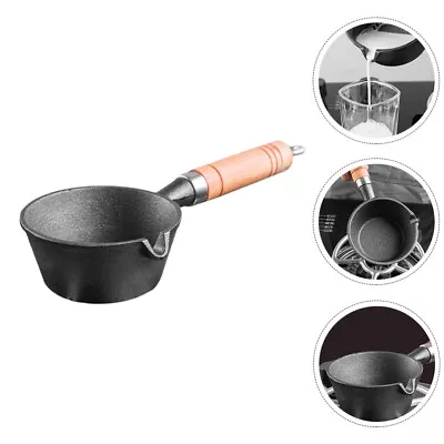 Cast Pot Butter Warmer With Wooden Handle - Coating Cookware Melting Pot • $41.66