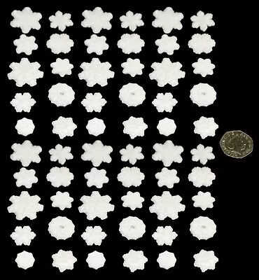 £7.49 • Buy 60 X Edible 3D Snowflakes, Cake, Cupcake Toppers, Decorations, Icing