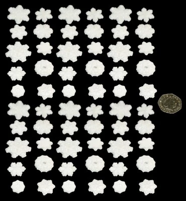 £7.49 • Buy 60 X Edible 3D Snowflakes, Cake, Cupcake Toppers, Decorations, Icing