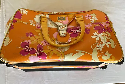 Vintage Roxy Quicksilver Orange Pink Floral Travel Luggage Rolling Duffle Bag • £26.12