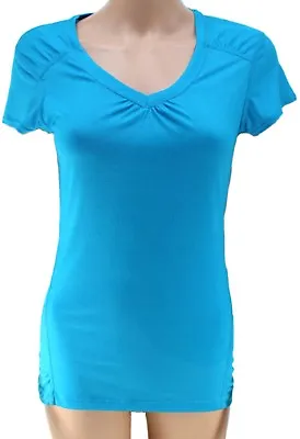 £7.99 • Buy KIRKLAND Ladies V Neck T SHIRT Short Sleeve Wicking Sport Top BLUE | XS S