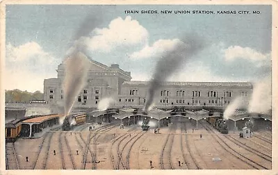 Train Sheds New Union Station Kansas City Missouri 1919 Postcard 9345 • $19.68