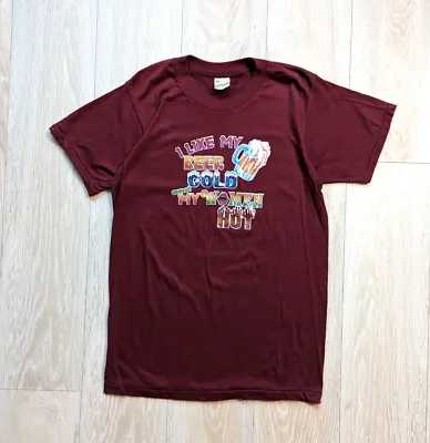 Screen Stars Vintage 80s Maroon Graphic Beer Tee / Size Medium / USA • $12