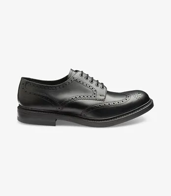 New Loake 1880 Worton Mens Brogue Shoes Black Leather Dainite Sole Size UK 7G • £265