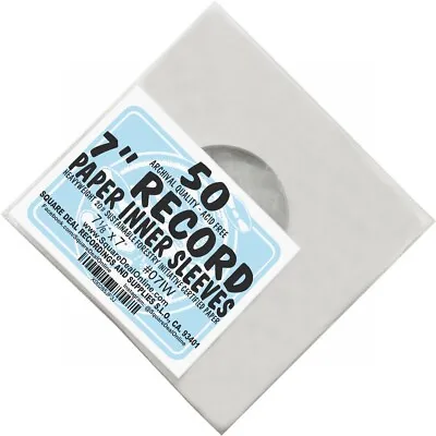 (50) 7  Record Inner Sleeves - White ARCHIVAL Paper ACID FREE 45rpm - #07IW • $14.99