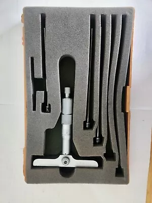 Mitutoyo #129-131 Depth Micrometer. 0-4'' Range With 4  Base & 4 Rods. • $55
