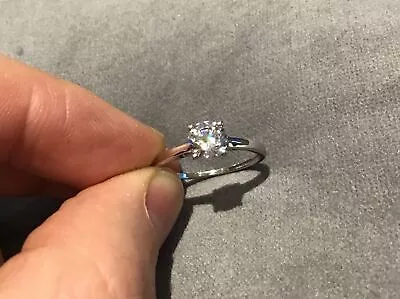 $111.71 • Buy 1.0 Carat Lab Created Diamond Solitaire Ring In Platinum Plated 925 O & Half