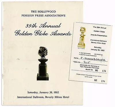 $300 • Buy Golden Globe Awards Ticket & Program From The 39th One