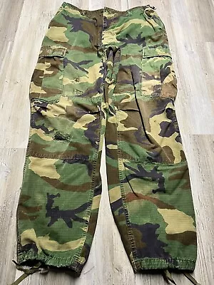 Vintage U.S. Military Pants Medium Reg Woodland Camo Hot Weather Combat Trousers • $34.99