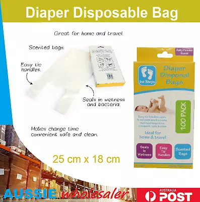 DISPOSABLE NAPPY BAGS 100/500/1200pc SingleUse Diaper Disposal Bag Rubbish Waste • $13.45