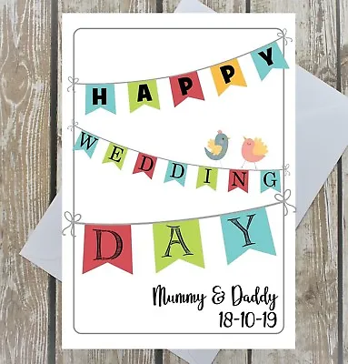 Personalised Wedding Day Congratulations Card Mummy Daddy Names Mr Mrs Date • £3.75