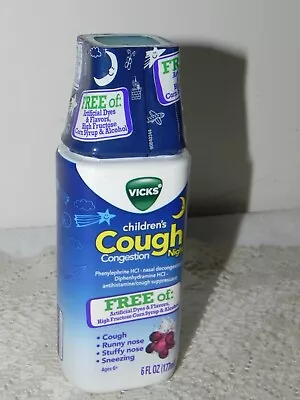 Vicks Childrens Cough Congestion Night Time 6oz Exp: 08/2024 Cherry • $4.76