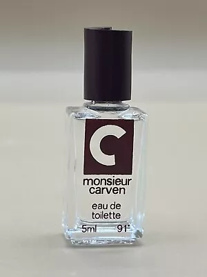 Vintage Monsieur Carven Eau De Toilette Mini Splash Empty Glass Bottle 1978 • $9