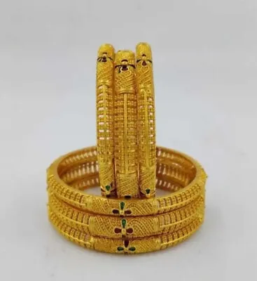 Bollywood Bride Gold Plated Meenakari Indian Fashion Jewelry Women Bangles Set • $19.65