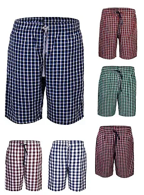 Mens Lounge Shorts Bottom Yarn Dyed Checked Woven Wear Pyjama Shorts 100% Cotton • £6.99