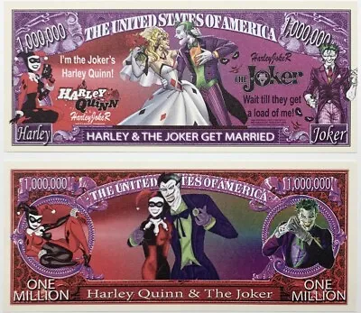 Harley Quinn And Joker Get Married Pack Of 100 Funny Money Million Dollar Bills • $19.95