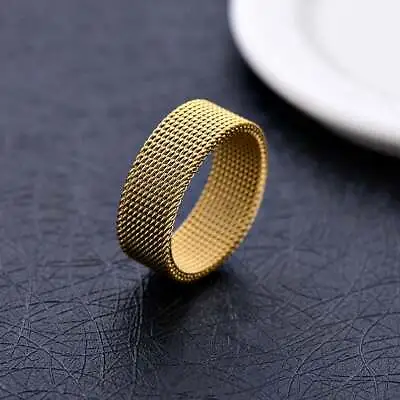 Designer Inspired Real 18K Yellow Gold Filled Flexible Mesh Band Ring Size9 Q241 • $19.99