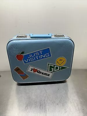 Vintage Children's Suitcase Blue Hard Shell I Heart Grama Just Visiting Luggage • $28