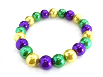 Mardi Gras Pearl Multi-Colored Stretch Bracelet • $13.99