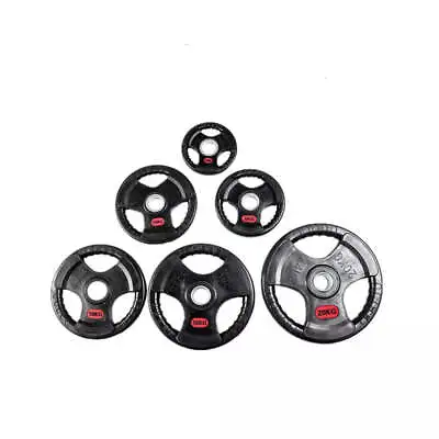 Tri Grip Olympic Weight Plates Set Discs 2  Rubber Home Gym Weights Set • £17