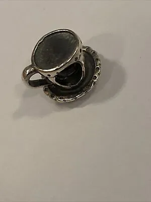 Genuine Rare Retired 925 ALE Pandora Silver TEACUP / TEA CUP & SAUCER Charm • £17.95