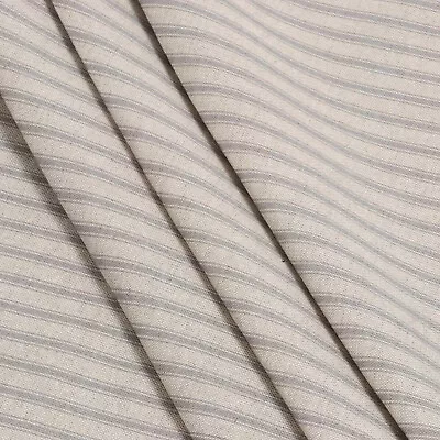 Deck Stripe Grey Cotton/Linen Fabric For  Curtains Upholstery Craft - 140cm Wide • £1.79