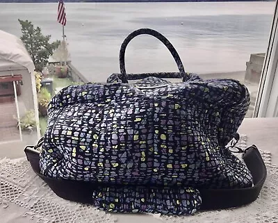 VERA BRADLEY Indigo Mosaic Weekender Traveler Carry On DetachAdjust Padded Strap • $29.75