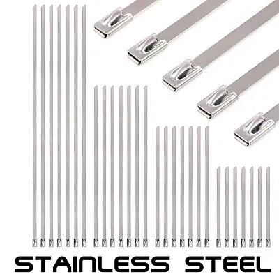 1 5 10 20 50 100 STAINLESS STEEL STRONG METAL CABLE WRAP ZIP TIES- 4.6mm X 300mm • £1.44