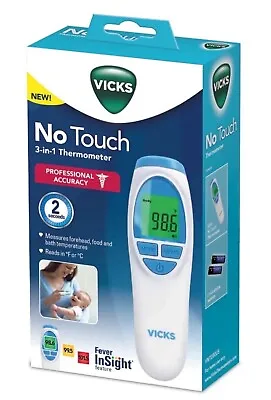 Vicks No Touch 3-in-1 Thermometer Measures Forehead Food And Bath Temperatures • $7.99