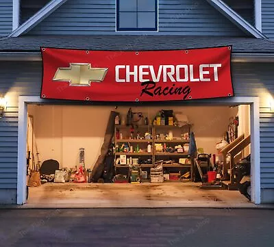 Chevrolet Racing 2x8 Ft Banner Flag Corvette Car Truck Sign Garage Wall Decor • $30.44