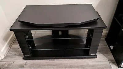 £30 • Buy Gisan Black TV Unit/Cabinet Swivel Top Glass Shelves