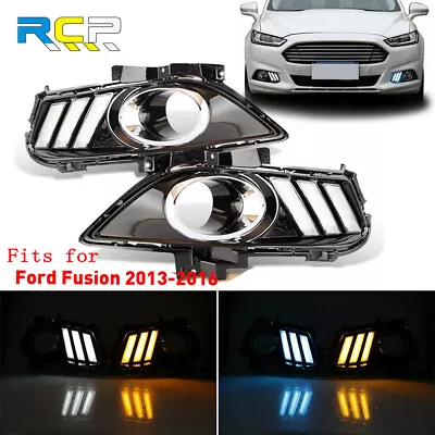 LED Day Running Lights For 13-16 Ford Mondeo Fusion Bumper Lamp Front Fog Lights • $75.52