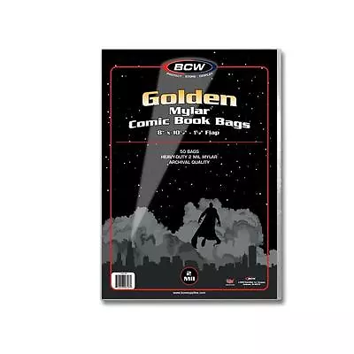 1 Case (500) BCW Golden Age Comic Book MYLAR Archival Bags Sleeves 2 Mil  • $199