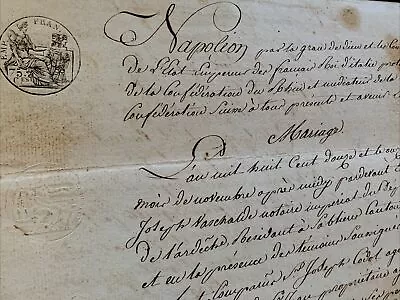 1812 NAPOLEON RELATED DOCUMENT - Marriage Contract • $7.50