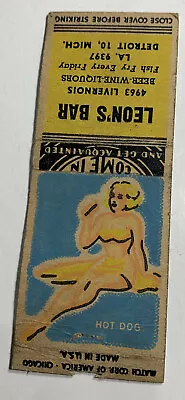 Pin Up Matchbook Cover Girl Detroit Michigan Leon’s   Bar￼ • $3.98