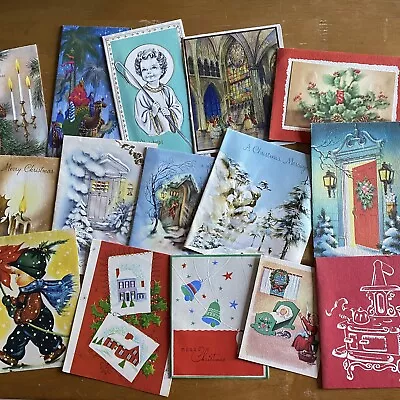 Vintage Christmas Card Lot Of 30 Nostalgic Used Holiday 40s Thru 60s • $22