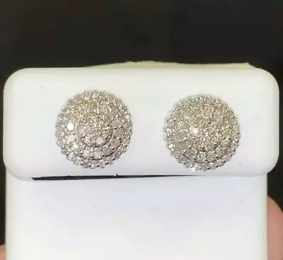 10k White Gold .75 Carat 10 Mm 100% Genuine Diamonds Mens/womens Earring Studs • $350