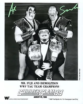 WWE Demolition AX & Smash Dual Signed SS1988 Mr. Fuji Wrestling Promo 8X10 Photo • $29.99