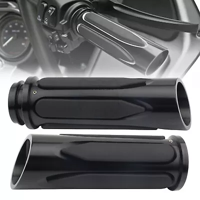 CNC Handlebar Hand Grips For Harley Touring Road King Electra Glide Electronic • $29.63
