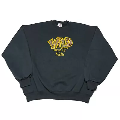 Vintage 90s Sweatshirt Men’s XL Pullover “Wild About My Kids” Mom Cheetah Print • $24.99