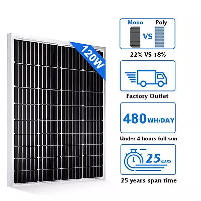 120W Watts Solar Panel 12 Volt Mono Off Grid Power For RV Boat Caravan Motorhome • £85.87