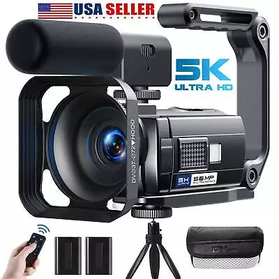 5K Video Camera Anti-Shake Camcorder 56MP YouTube Camera WiFi Cam W/ Mic Tripod • $147.99