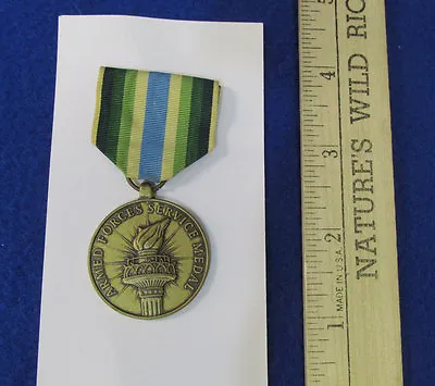 Armed Forces Service Medal With Torch & Blue Greens Yellow Stripe Ribbon  • £12.34