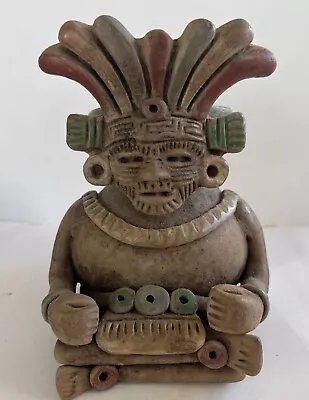 Aztec Mexican Folk Art 6” Clay Pottery Vessel Figurine • $34.95