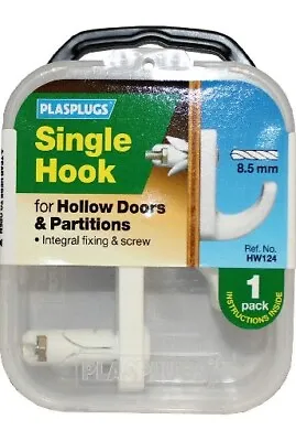 £4.80 • Buy  Plasplugs Single Hook For Hollow Doors & Partitions Integral Fixing & Screw