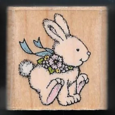 BUNNY RABBIT TAIL HOP BOW Spring FARM Nature HERO ARTS A745 Wood RUBBER STAMP • $9.99